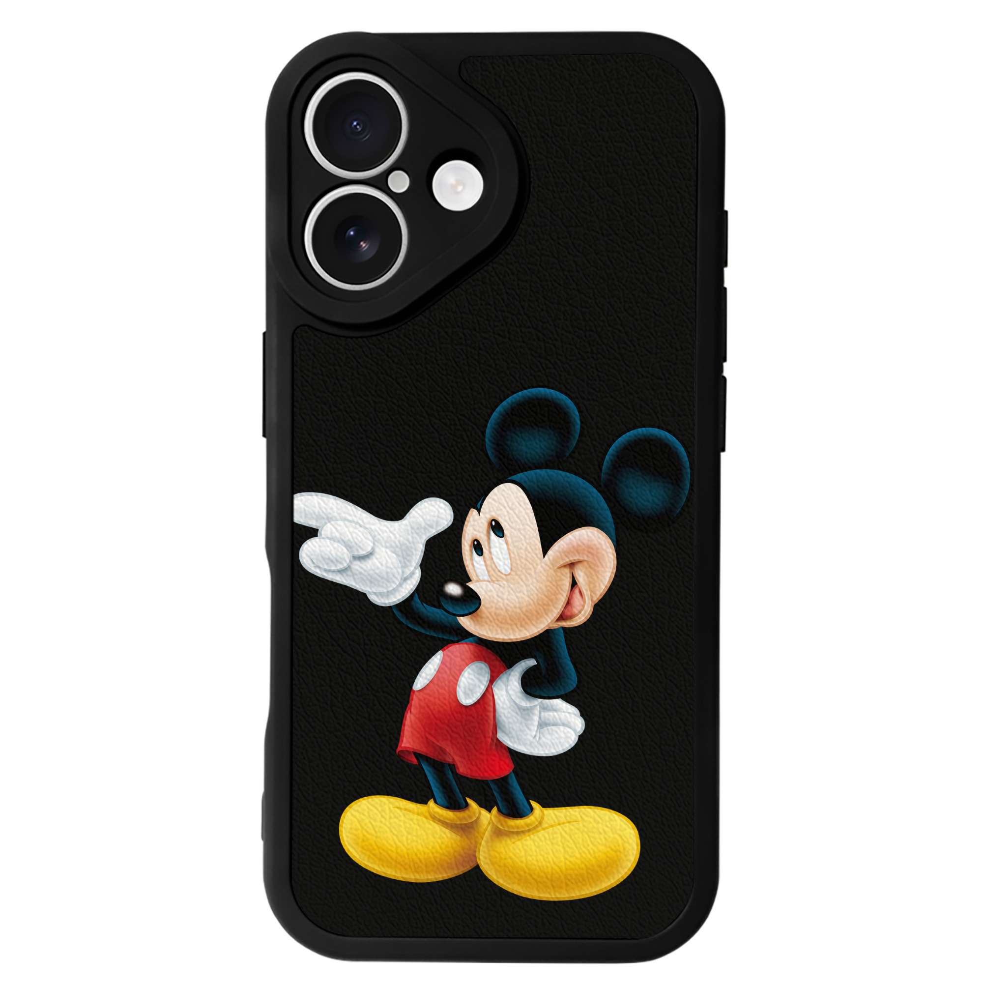 （画像用） ミッキーマウス Mickey Mouse 【iPhone 16シリーズ対応】シリコンスマホケース（レザー調） 材質：シリコン